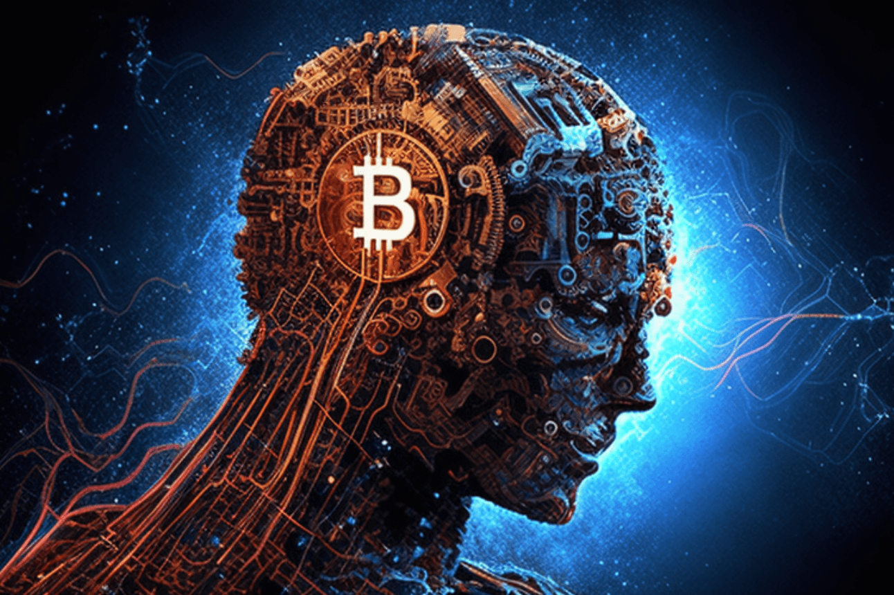bitcoin crypto btc futurist robot IA android brain